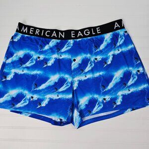 American Eagle Flex Men's Blue Surfer Button Fly Boxer Shorts Size XXL NWT